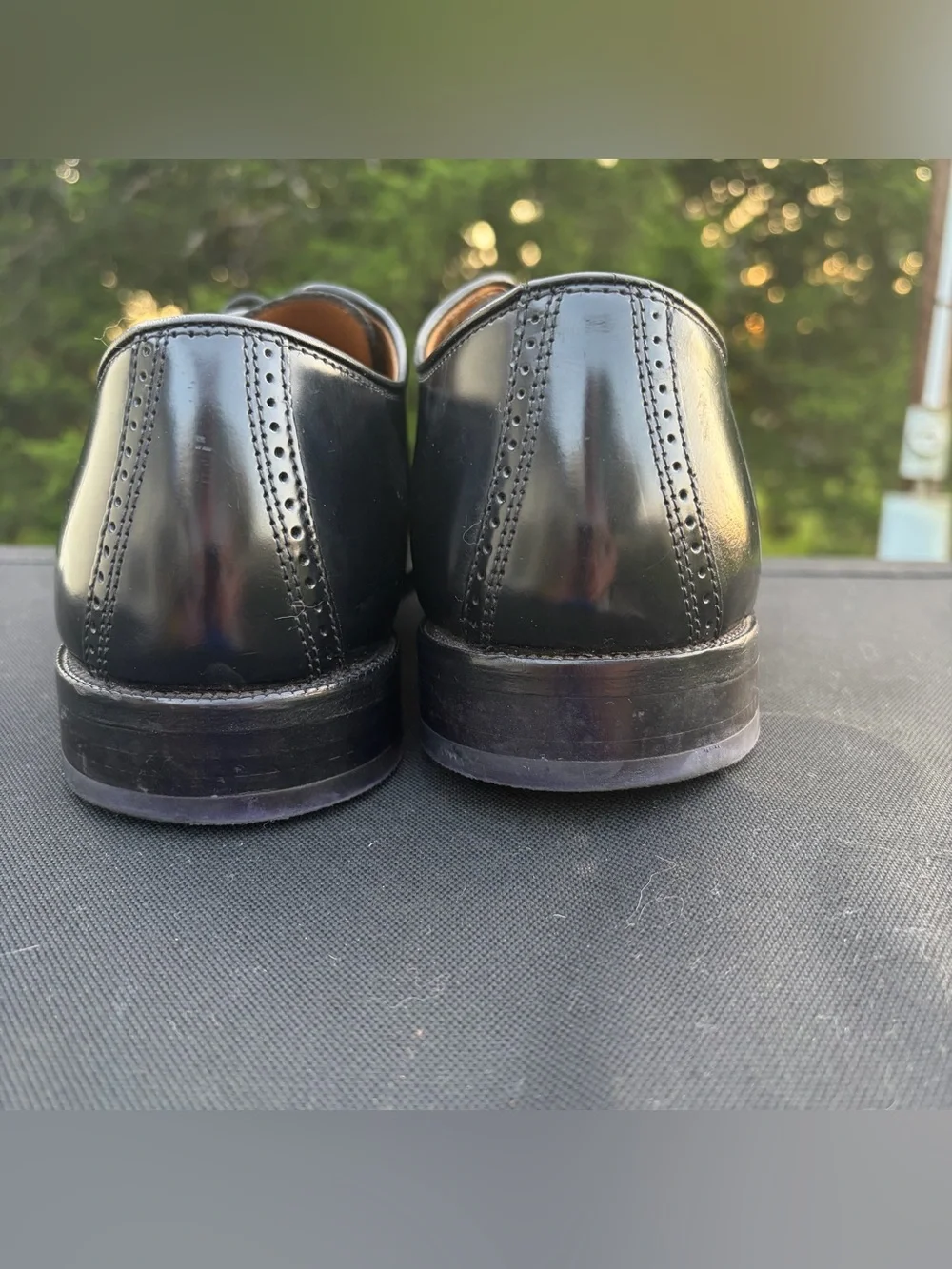 Johnston & Murphy Bradford Cap Toe Oxfords Black Polished Brush Off Leather 10D
